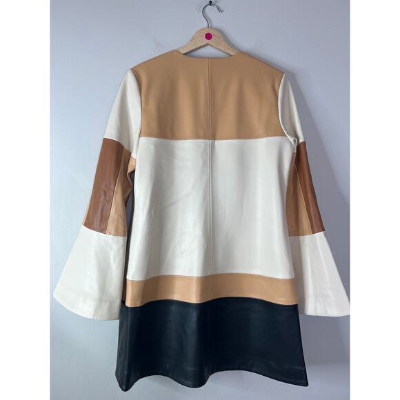 NWT Alexis Long Sleeve Vegan Leather Cameron Mini Dress Color Block Size: Large - Picture 8 of 9
